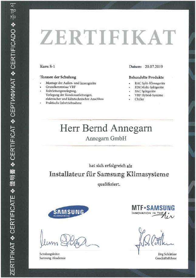 Samsung Zertifikat